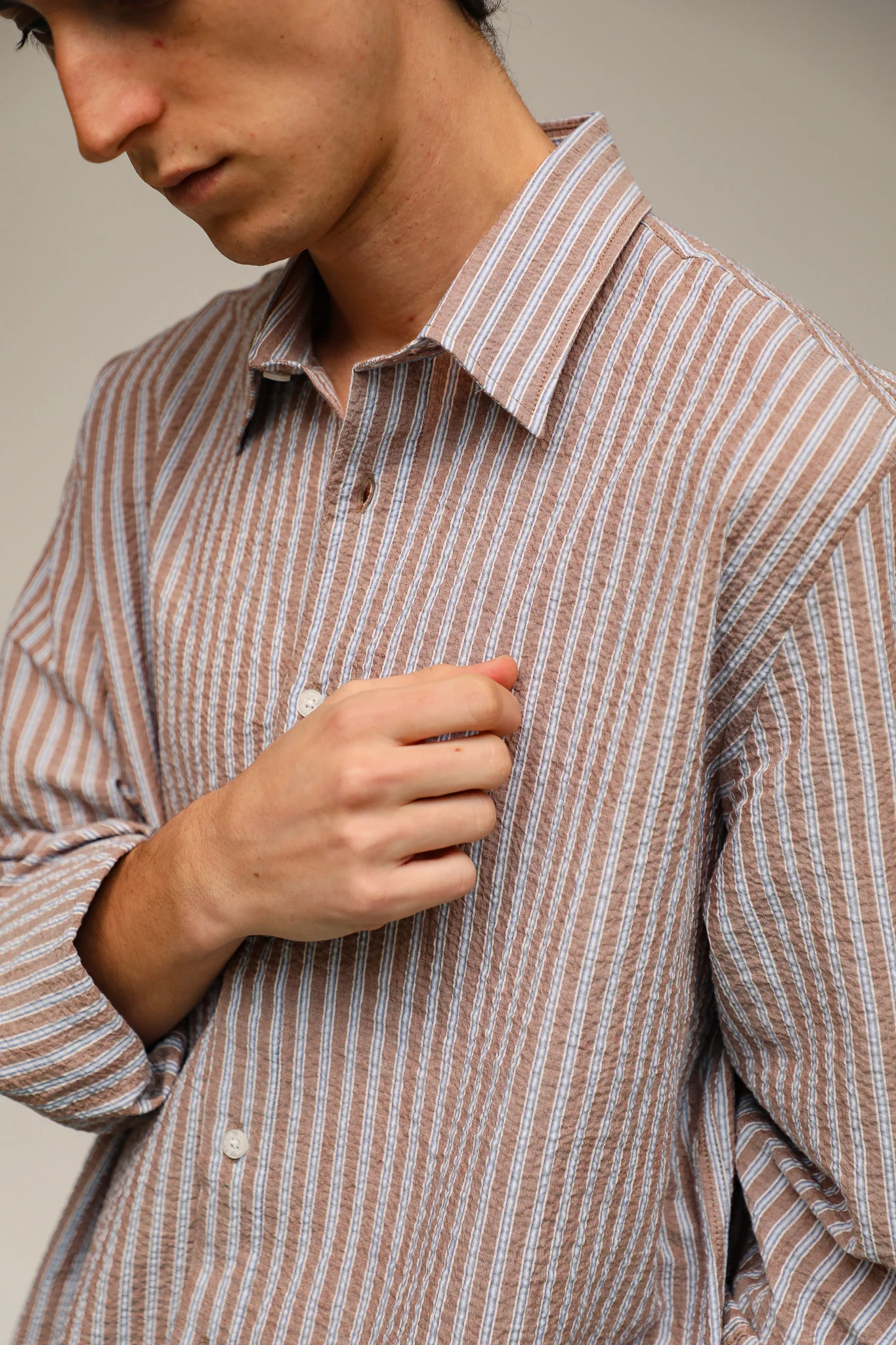 Modern Stripes Shirt Brown - Image 7