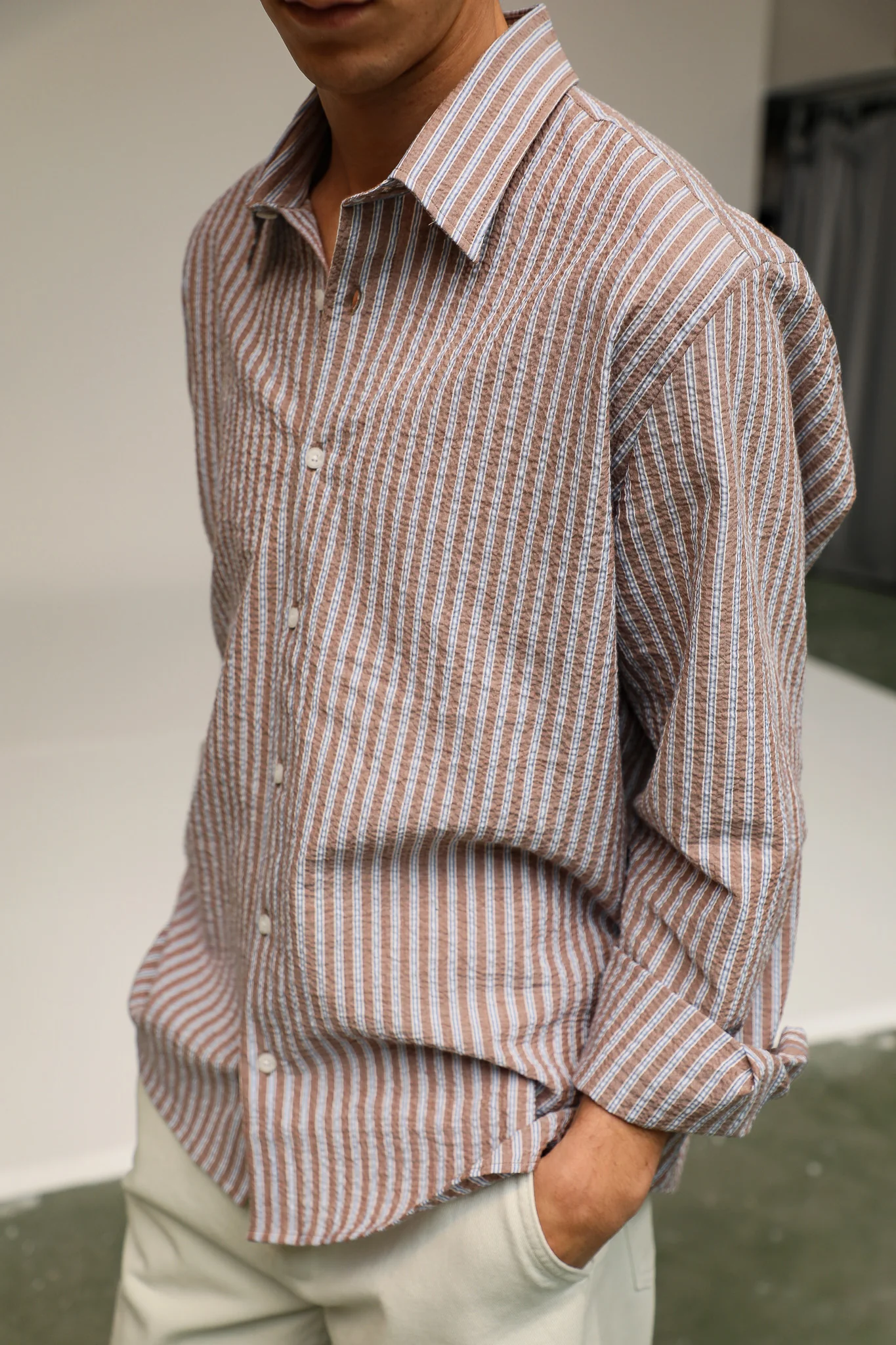 Modern Stripes Shirt Brown - Image 8