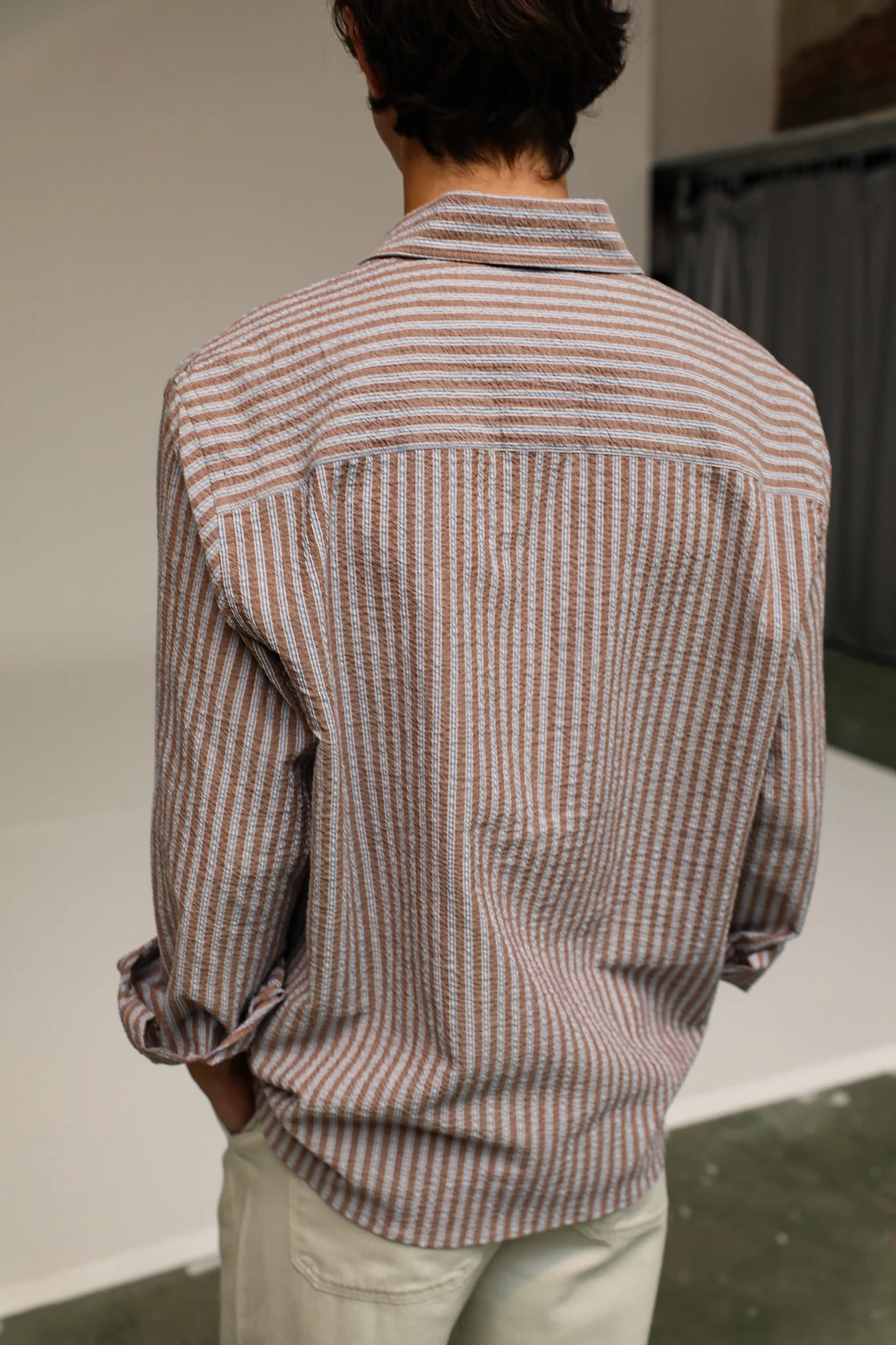 Modern Stripes Shirt Brown - Image 9