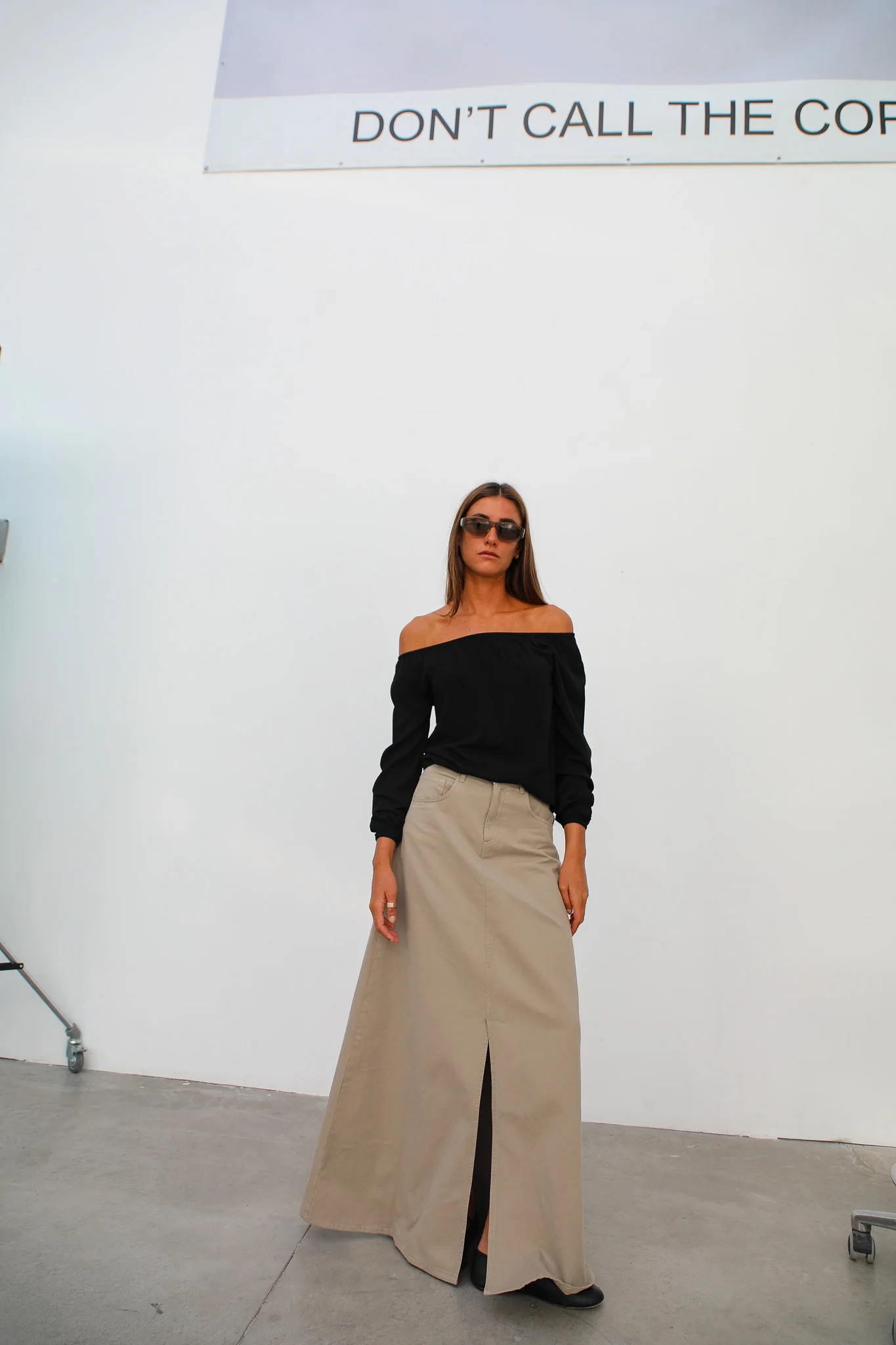 Off-Shoulder Tencel Blouse Black - Image 9