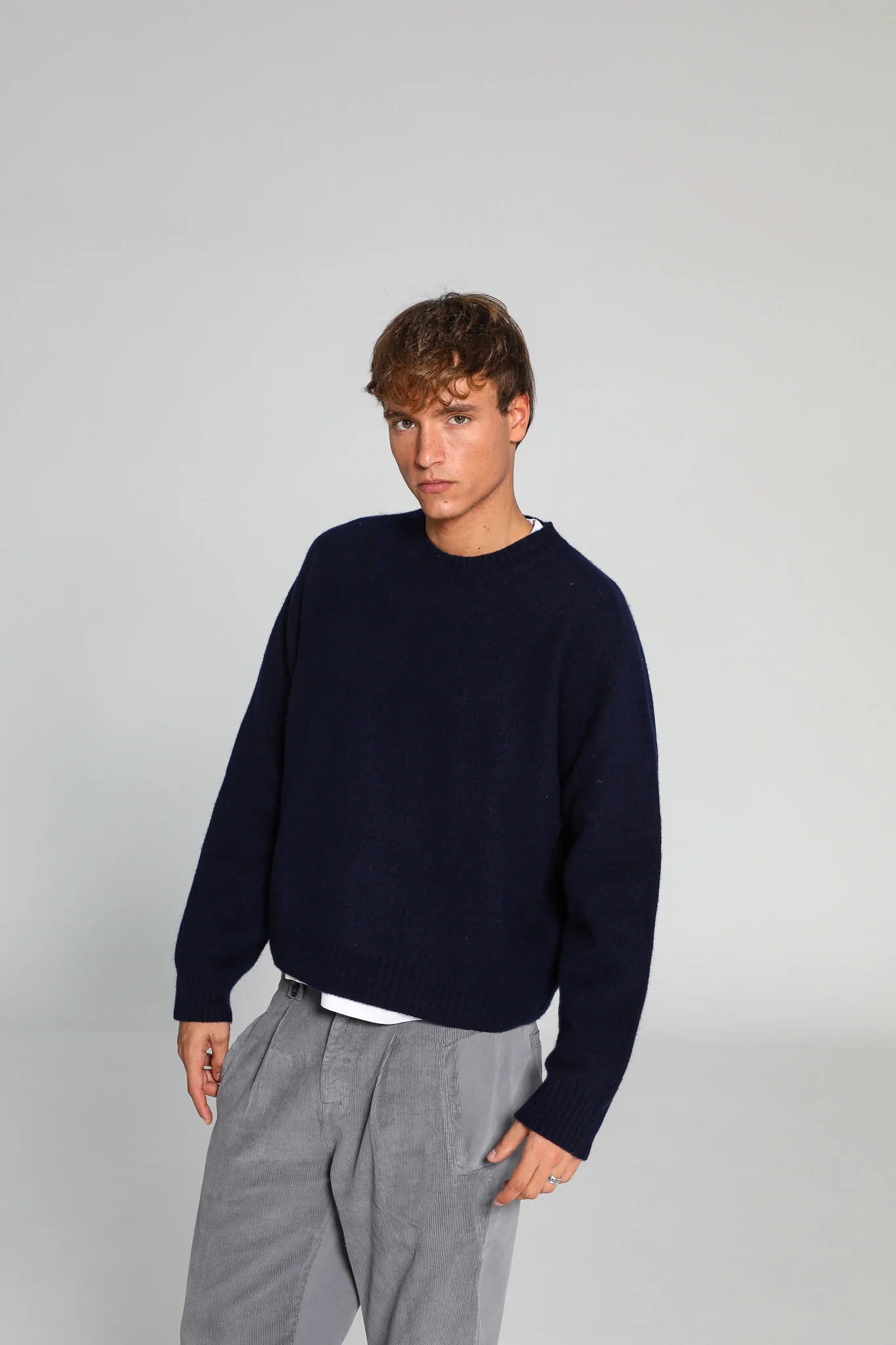 Round Knit Sweater Navy - Image 8