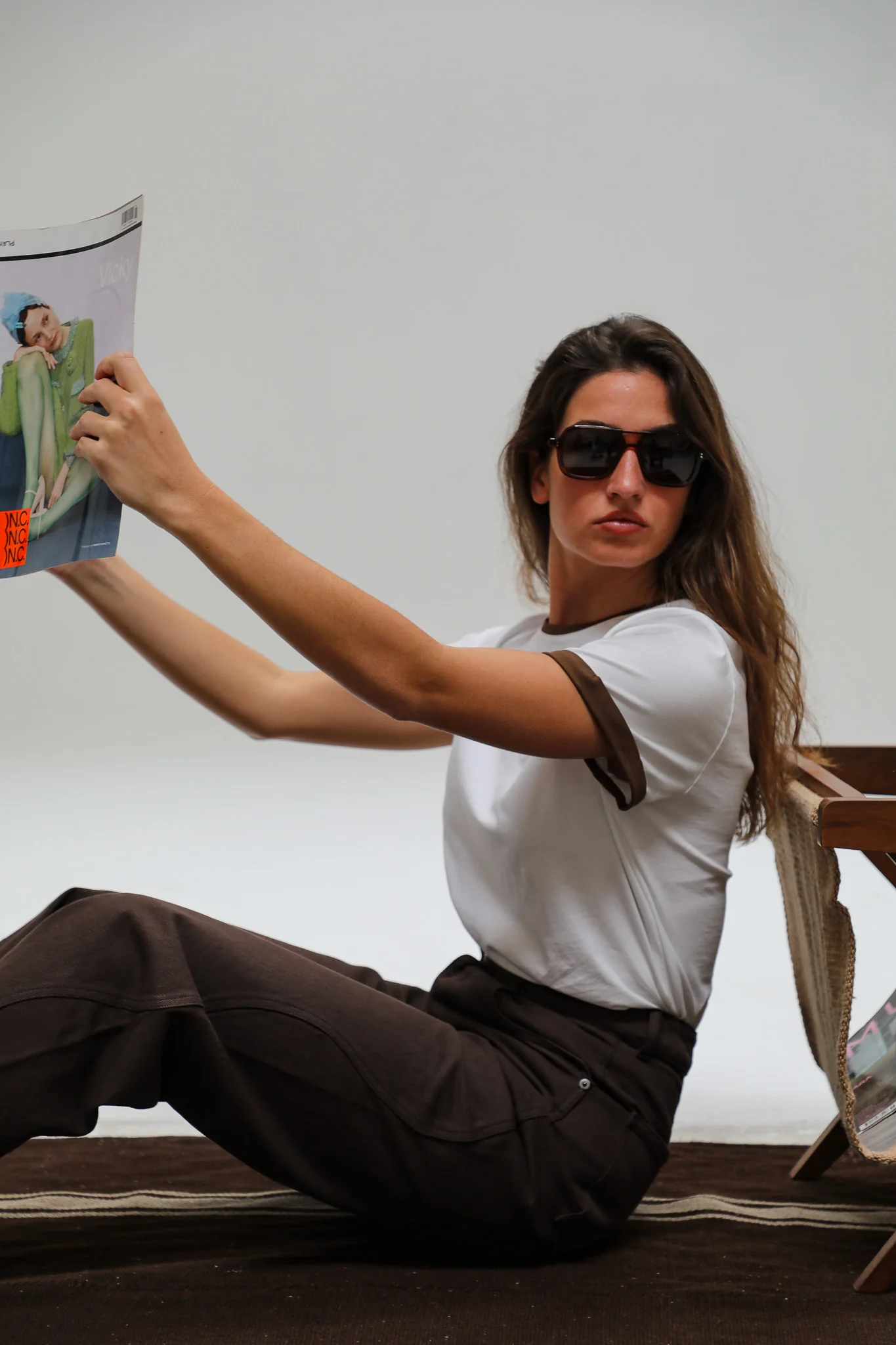 Short Ringer T-Shirt Brown & White - Image 7