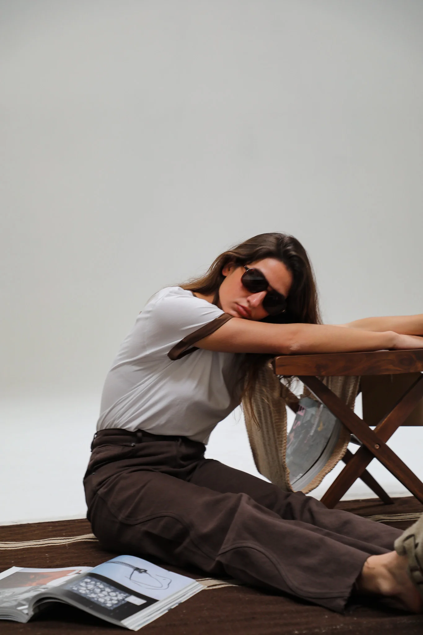 Short Ringer T-Shirt Brown & White - Image 8