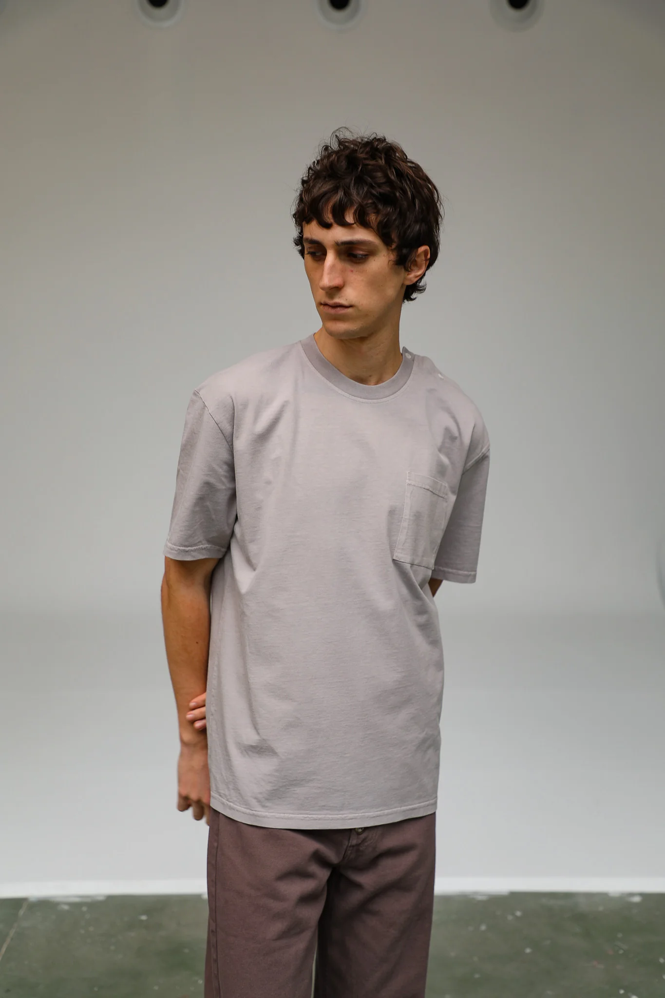 Trendy Side Buttons T-Shirt Light Grey - Image 6