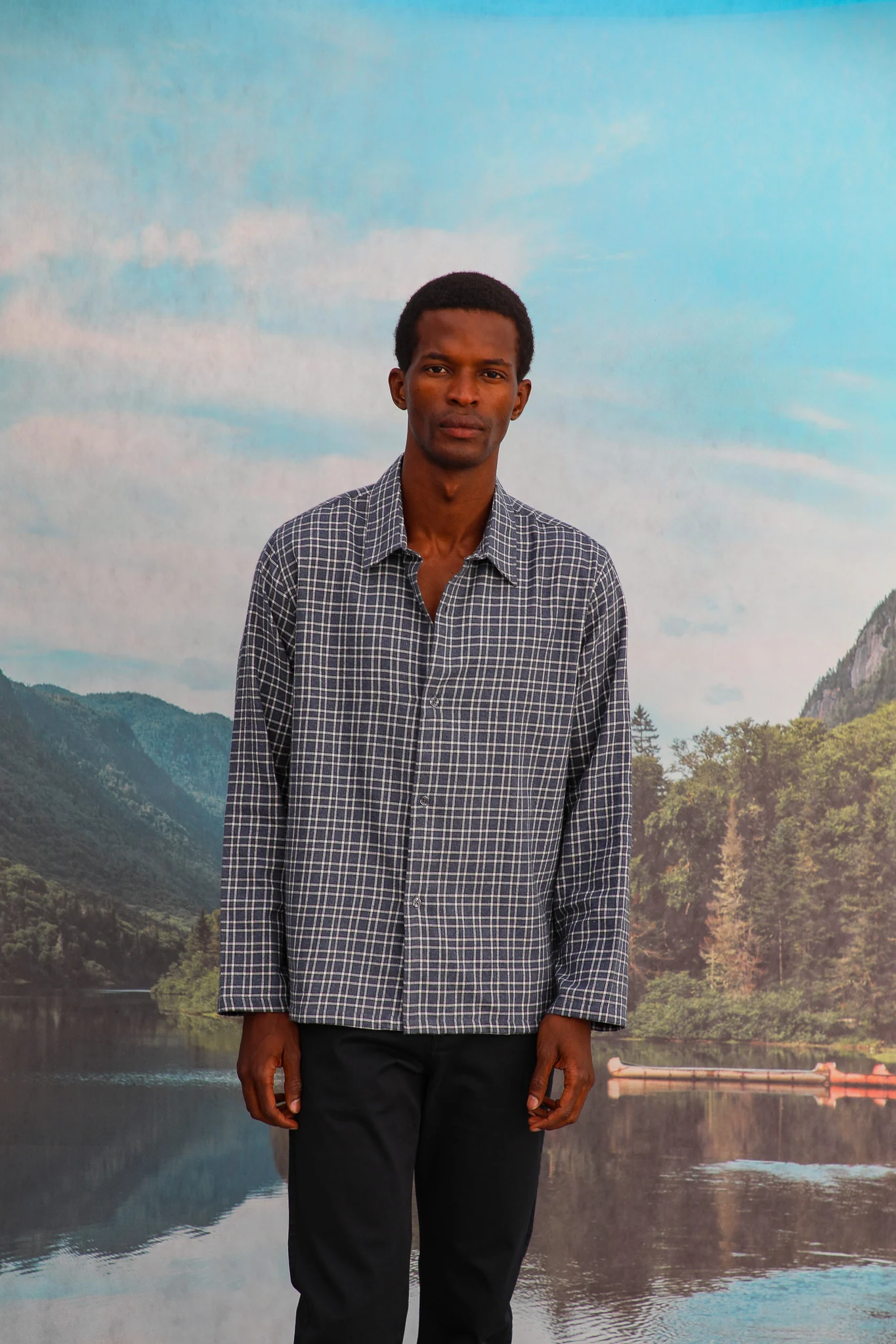 Square Modern Shirt Blue & White - Image 8