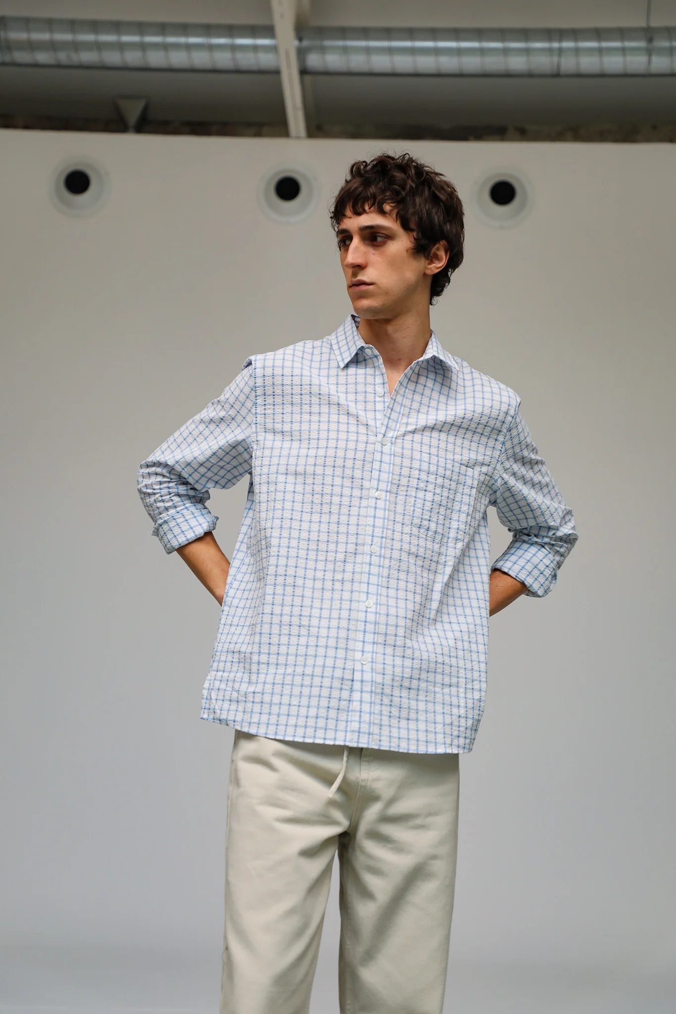 Square Shirt White & Blue - Image 11