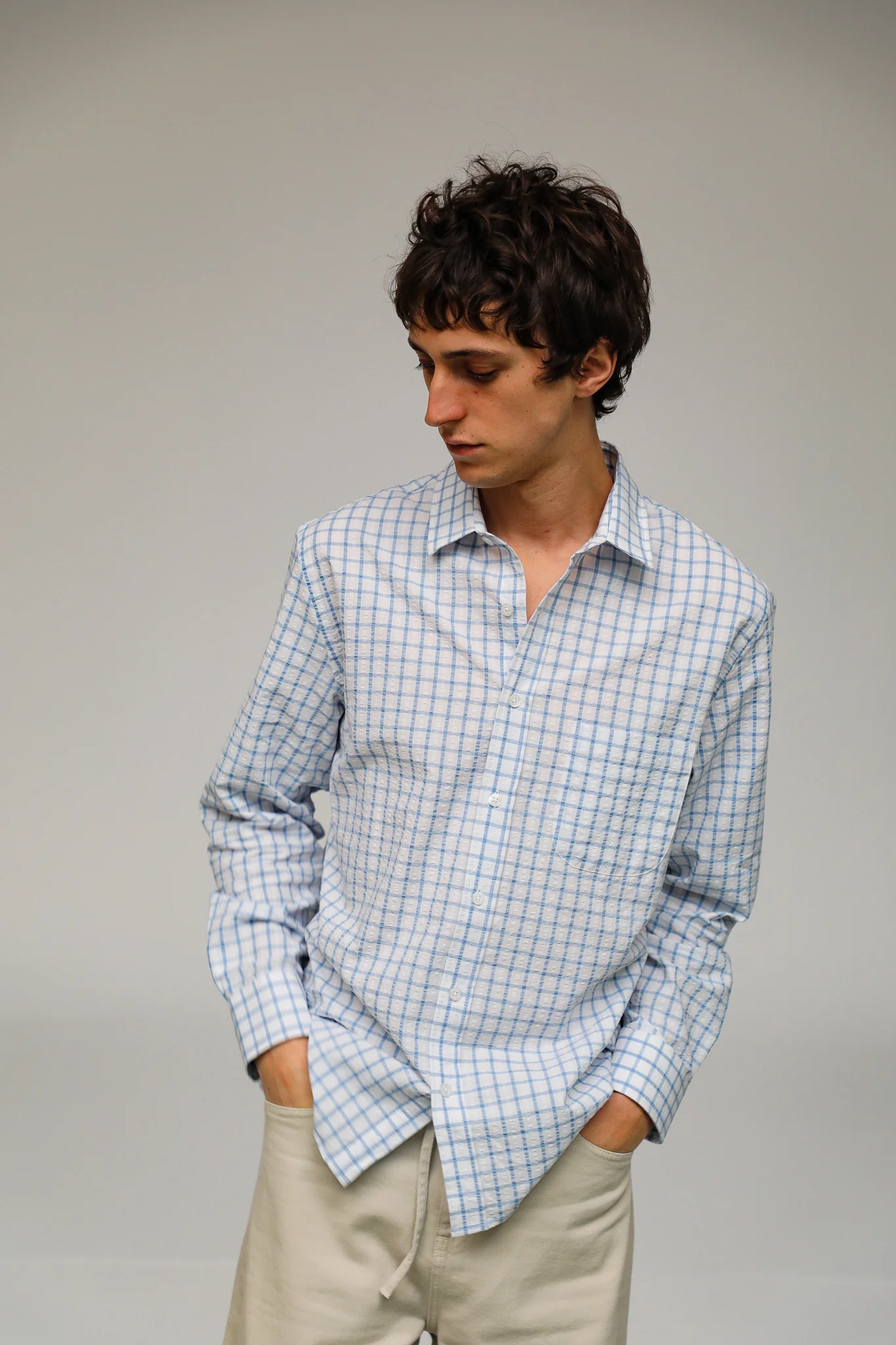 Square Shirt White & Blue - Image 3