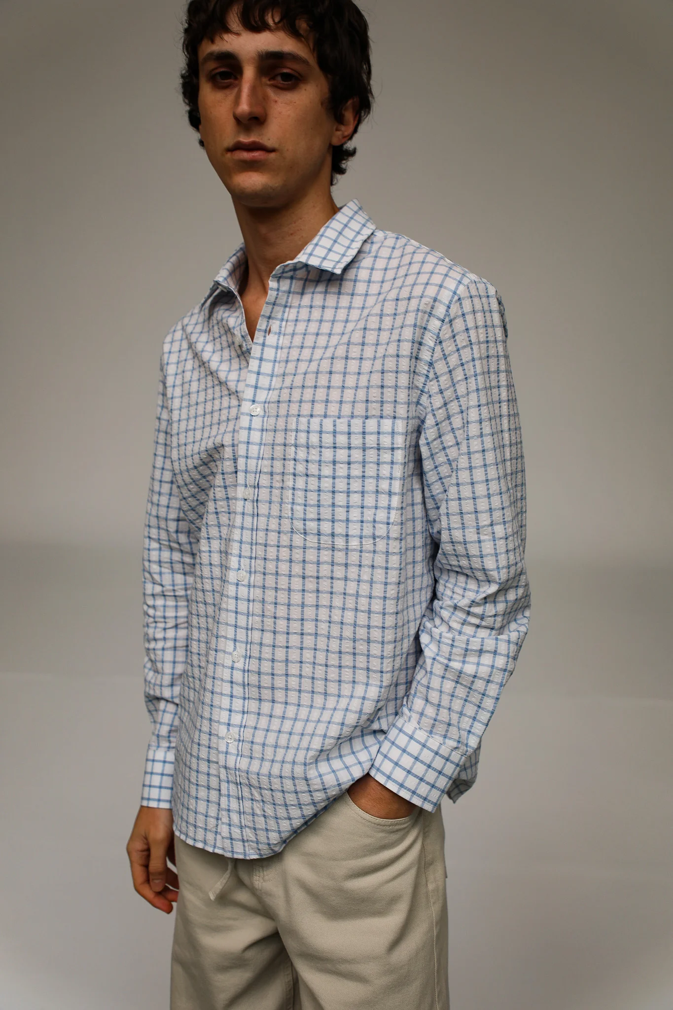 Square Shirt White & Blue - Image 5