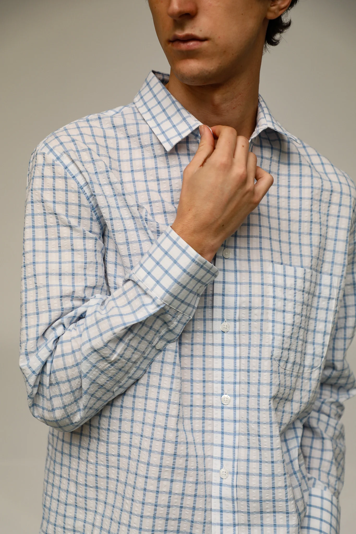 Square Shirt White & Blue - Image 6