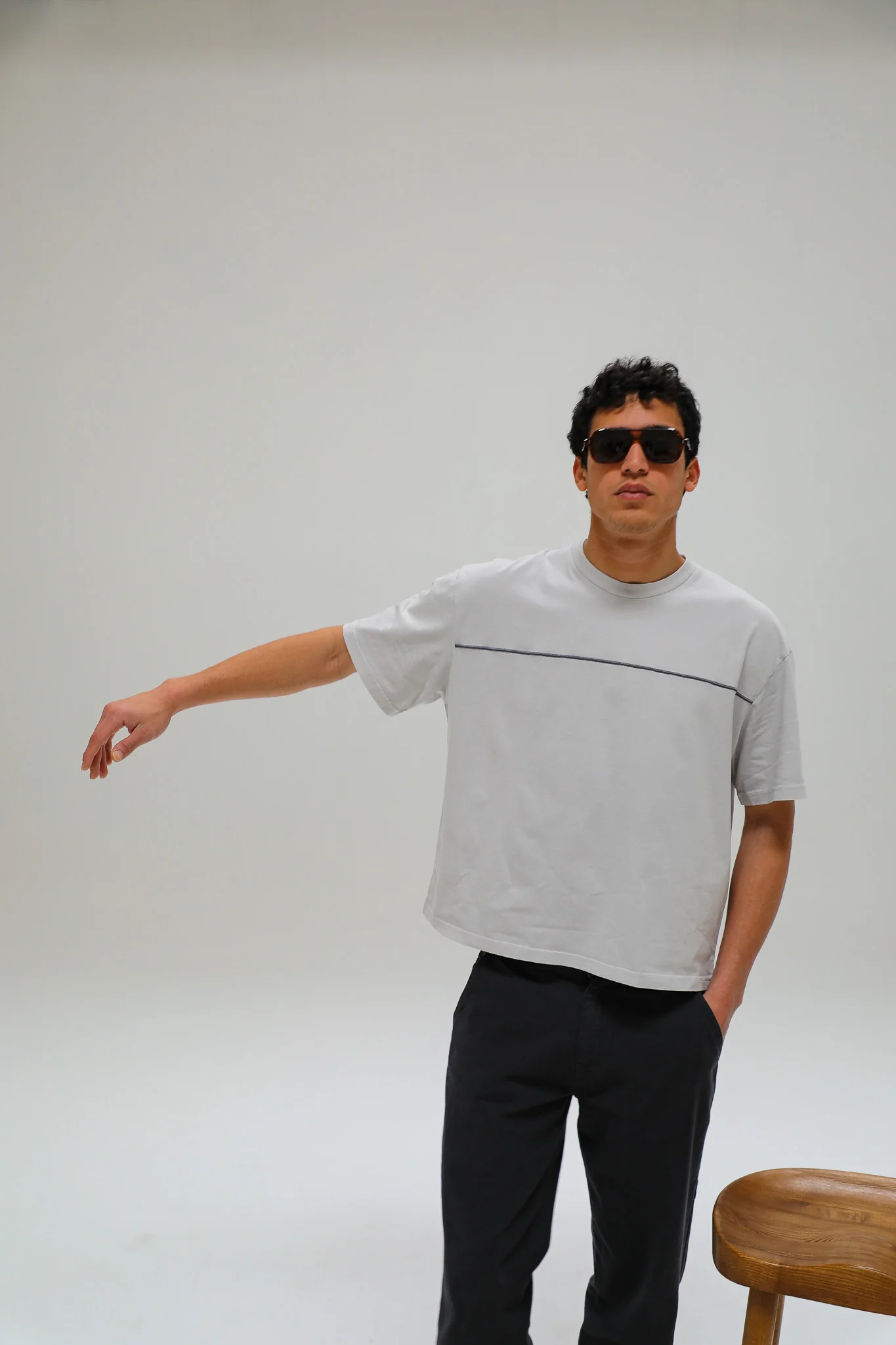 Trendy Grey Embroidered Detail T-Shirt - Image 3