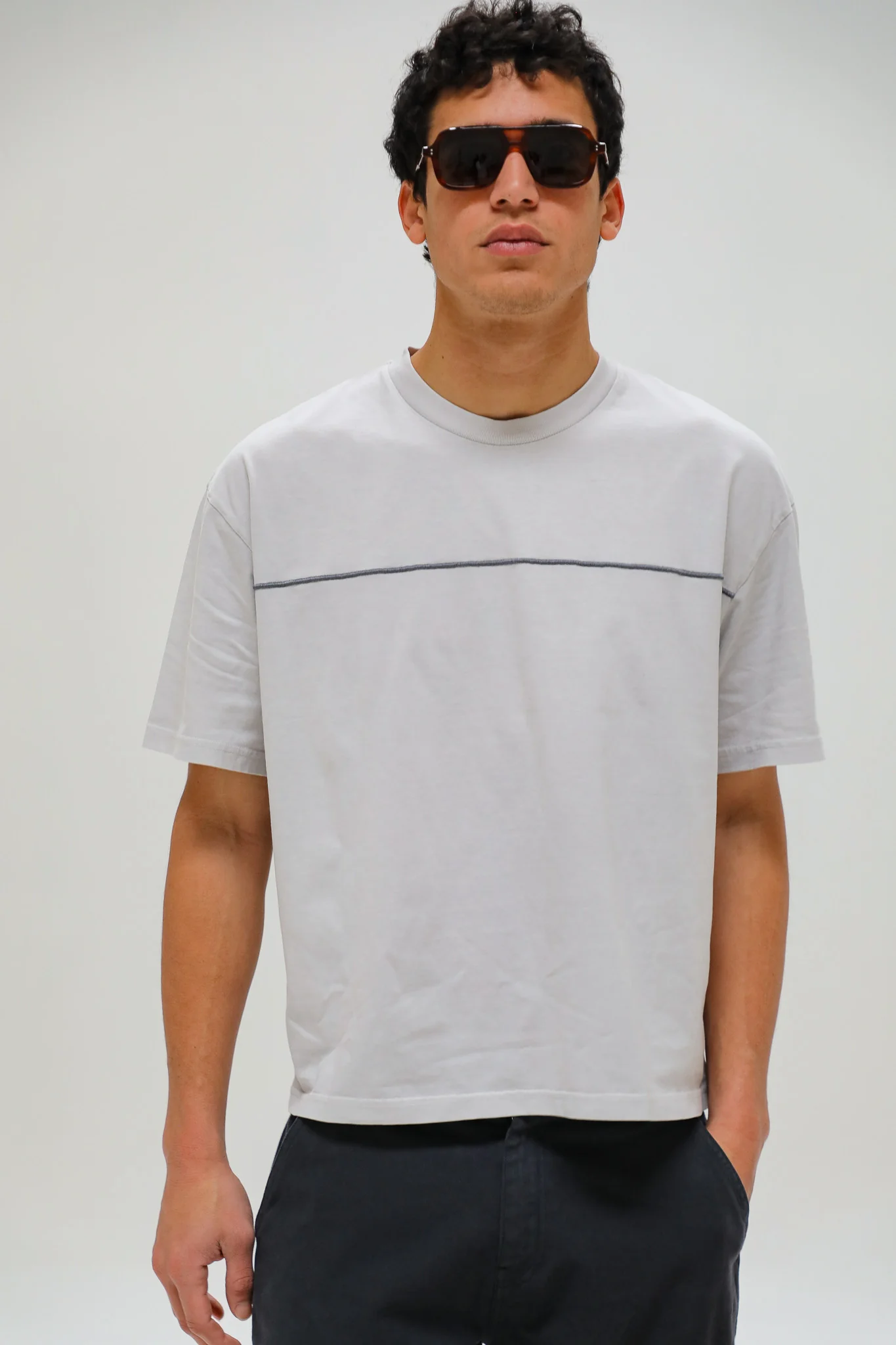 Trendy Grey Embroidered Detail T-Shirt - Image 5