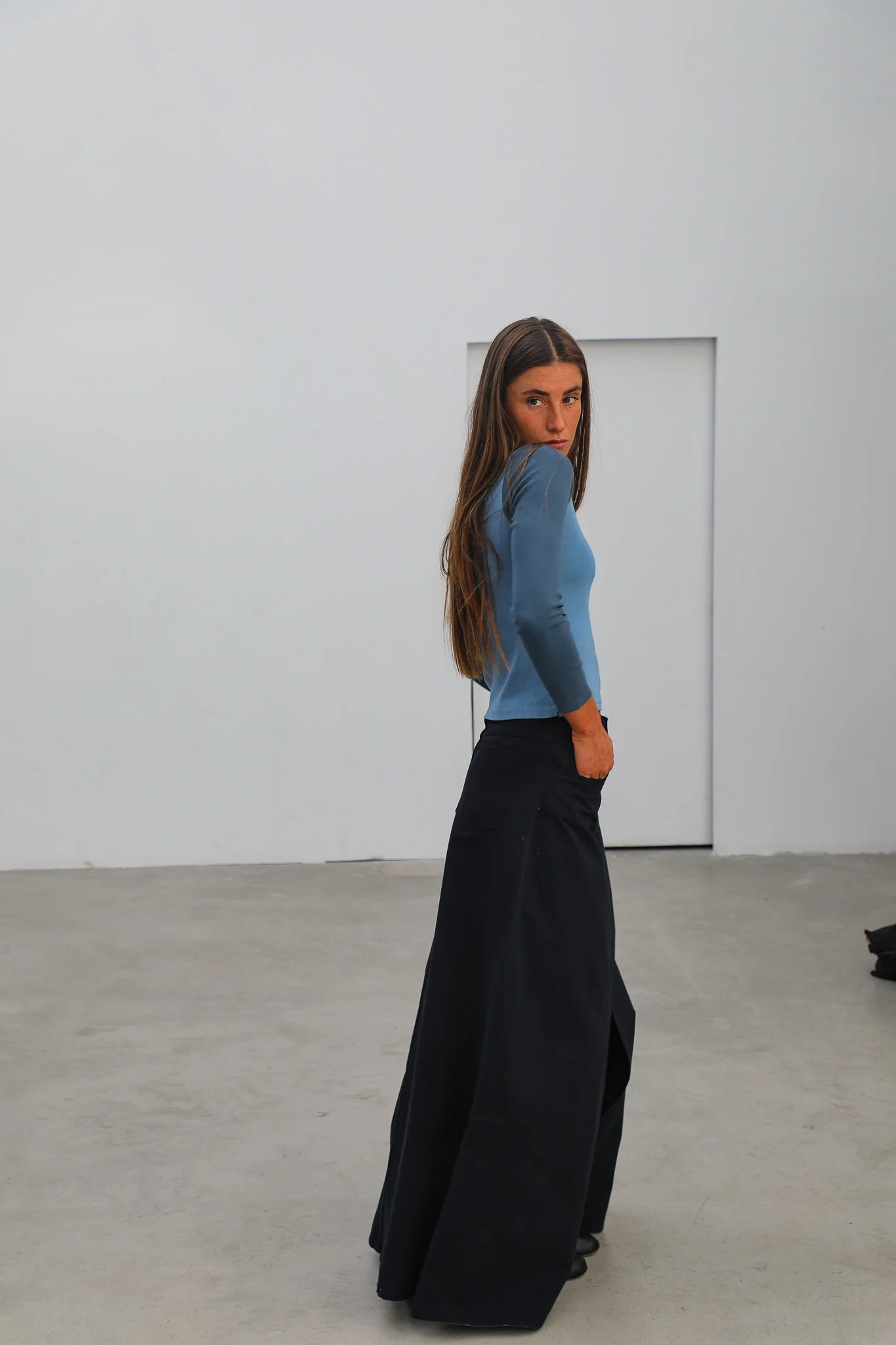 Triple Tone Long T-Shirt Blue - Image 8